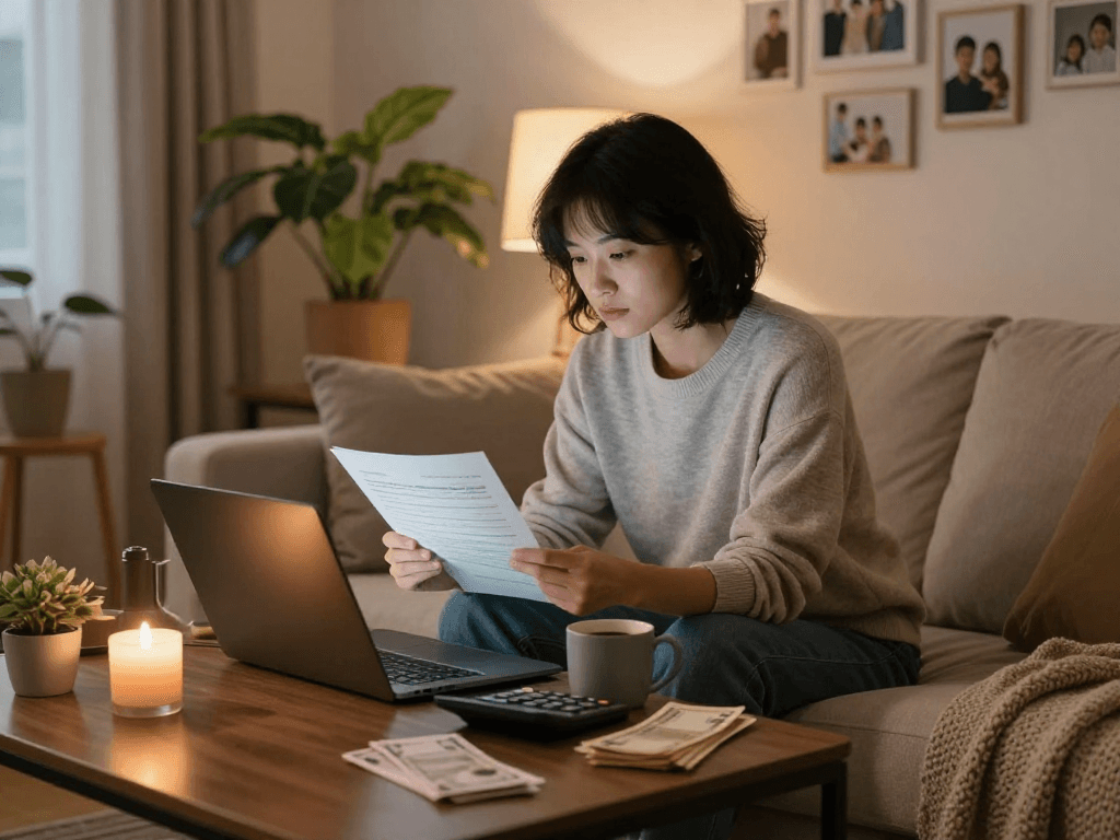 Finding credit relief Canada from home as individual reviews finances in a cozy setting