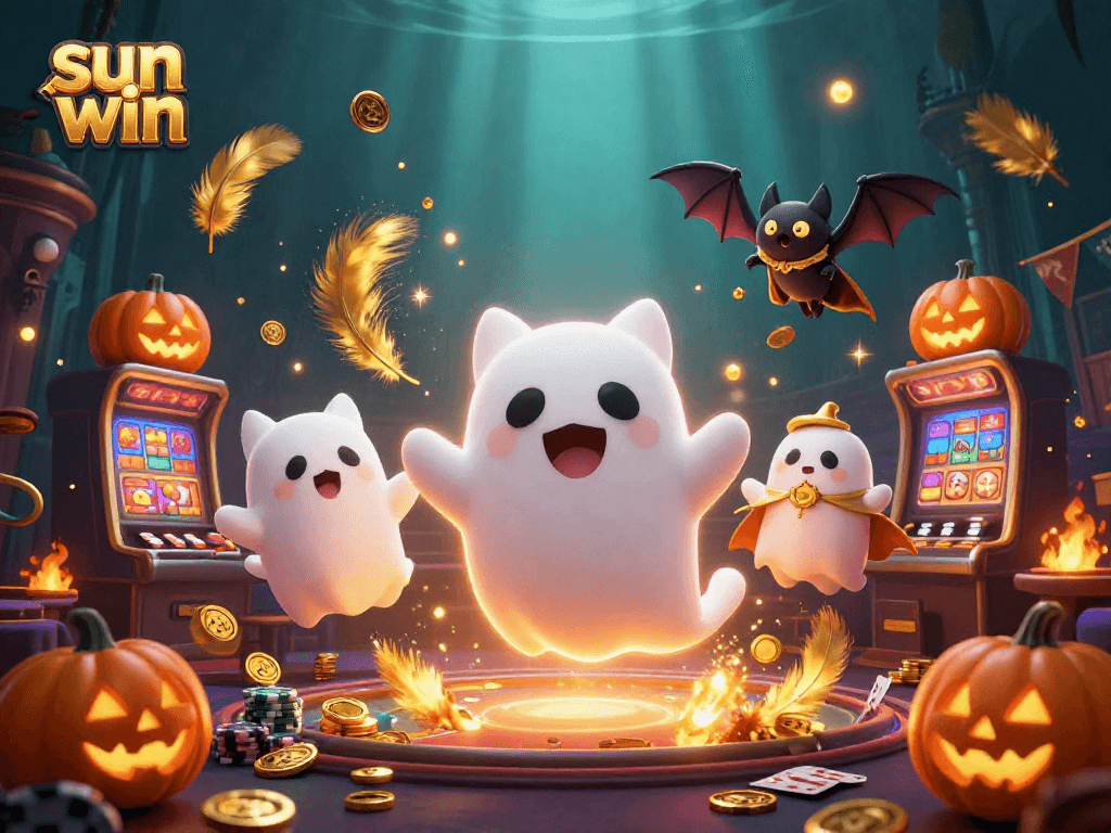 Experience the immersive fun of sun win with characters in a vibrant casino scene.