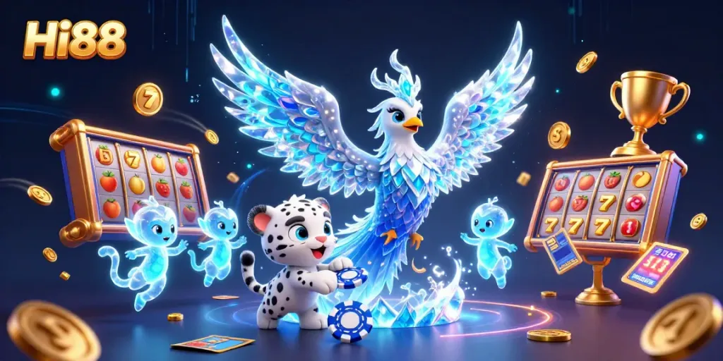 Play slots at Hi88 with vibrant characters, exciting golden coins, and mystical elements.