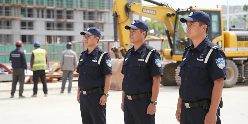 Trusted construction site security by professional guards ensuring safety.