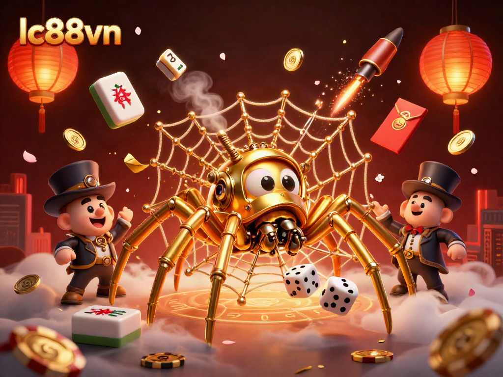 Experience thrilling wins at lc88vn with a dazzling steampunk spider and captivating casino elements.