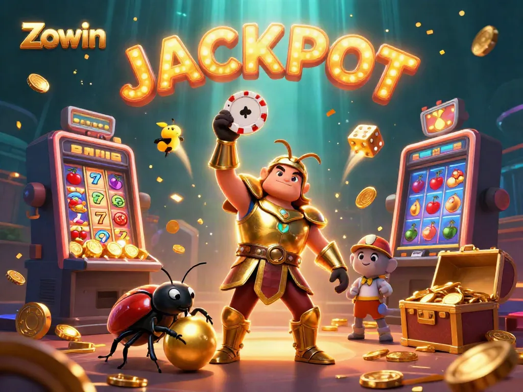 Zowin jackpot excitement captured with colorful characters and casino elements