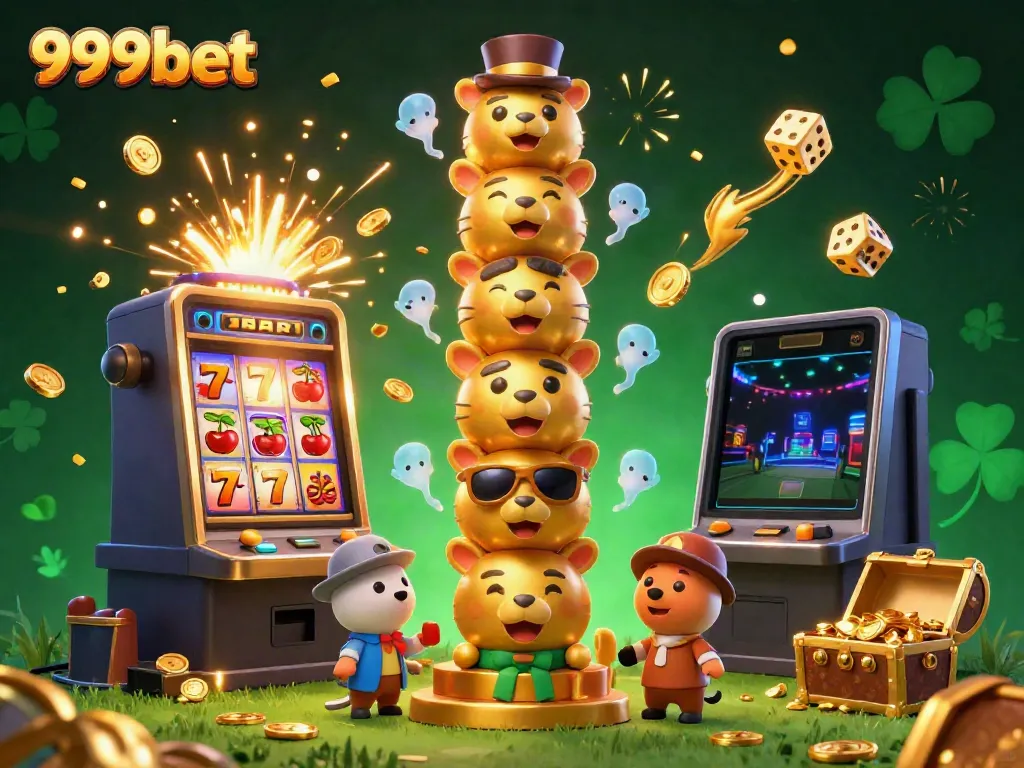 Win big with 999bet in this vivid casino scene filled with vibrant slot machines and dynamic game elements.