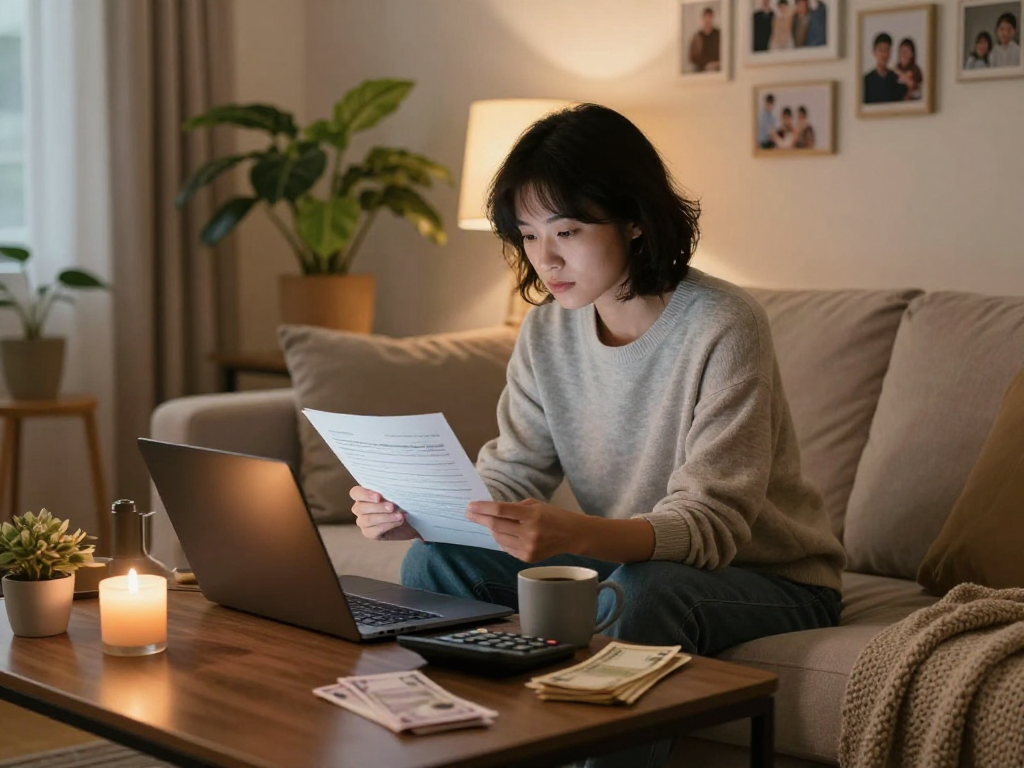 Finding credit relief Canada from home as individual reviews finances in a cozy setting