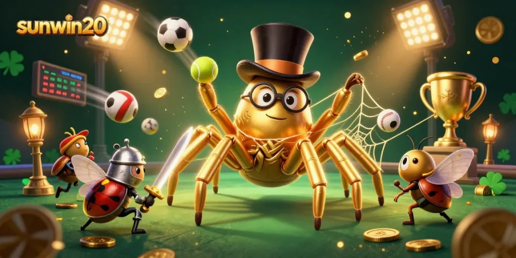Experience thrilling gaming action with sunwin20 and its vibrant casino elements and characters.