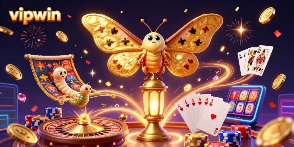 Experience the excitement of vipwin with a dynamic casino scene showcasing vibrant 3D characters and casino elements