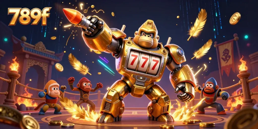 Experience thrilling gaming at 789f with the golden gorilla mech and dynamic casino action.